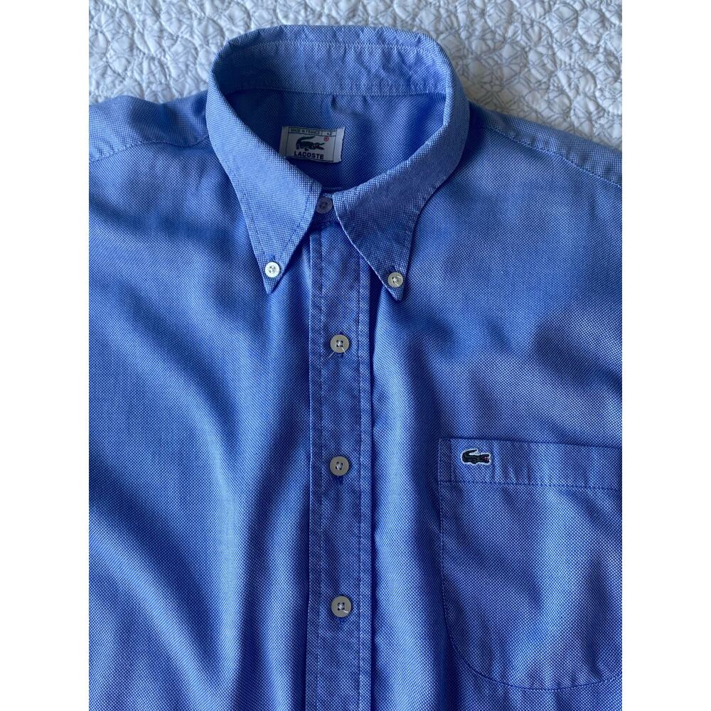 Lacoste Vintage 80s90s Men's Oxford Shirt Button Down LS Blue France Size 42 - Picture 4 of 11